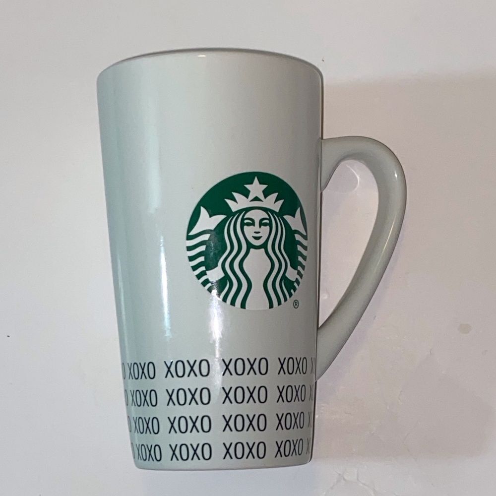 Starbucks White Mug with Green Logo and XOXO Design